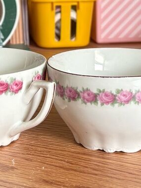 Vintage Pink Rose China Teacups